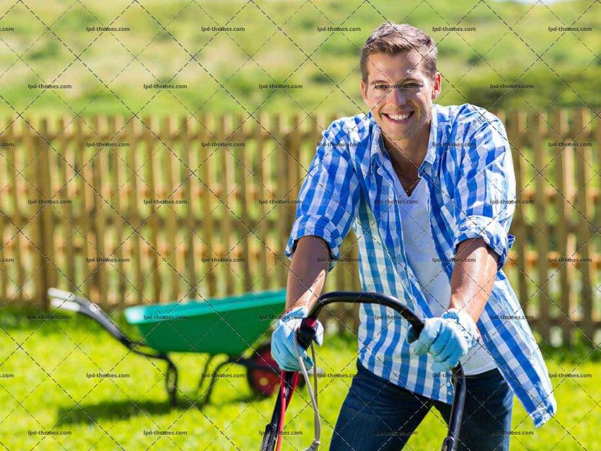 Happy Man Mowing